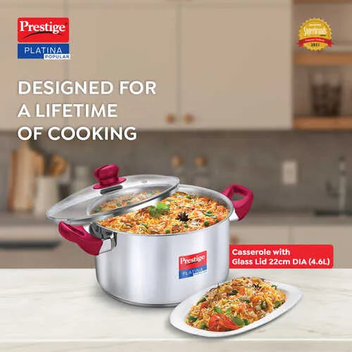 PRESTIGE | COOKWARE |SS PLATINA |POP CKWR |CASSEROLE 220mm-RH