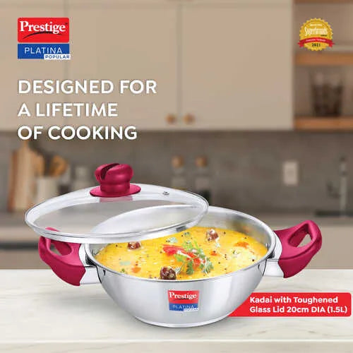 PRESTIGE | COOKWARE |SS PLATINA |POP CKWR KADAI |200 MM-RH