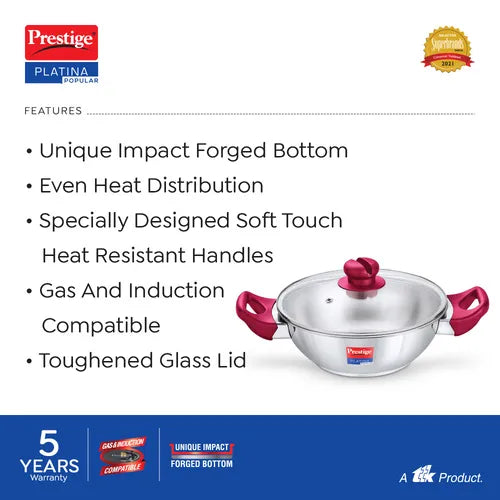 PRESTIGE | COOKWARE |SS PLATINA |POP CKWR KADAI |200 MM-RH