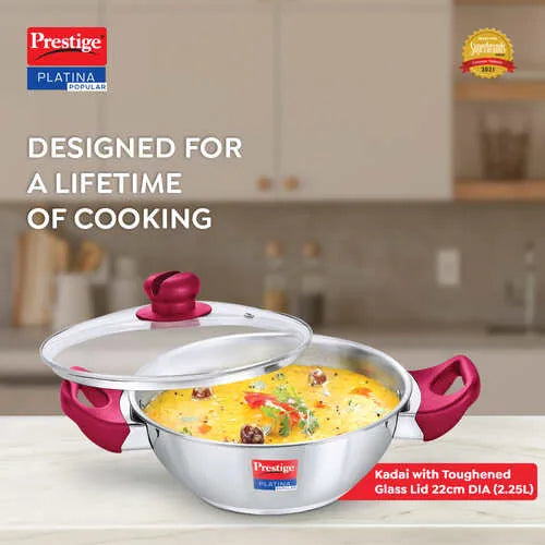 PRESTIGE | COOKWARE |SS PLATINA |POP CKWR |KADAI 220mm-RH