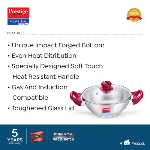 PRESTIGE | COOKWARE |SS PLATINA |POP CKWR |KADAI 260 MM-RH