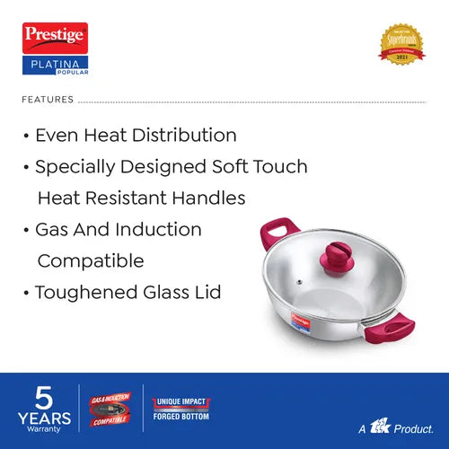 PRESTIGE | COOKWARE |SS PLATINA |POP CKWR |KADAI 280mm-RH