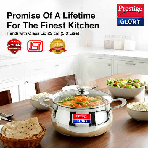 PRESTIGE | COOKWARE |SS PLATINA POP  |( GLORY ) COOKWARE |HANDI 22cm