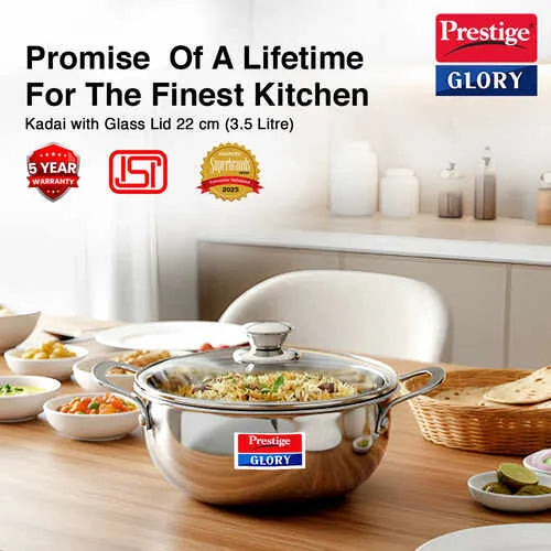 PRESTIGE | COOKWARE |SS PLATINA POP | ( GLORY ) COOKWARE |KADAI 22cm
