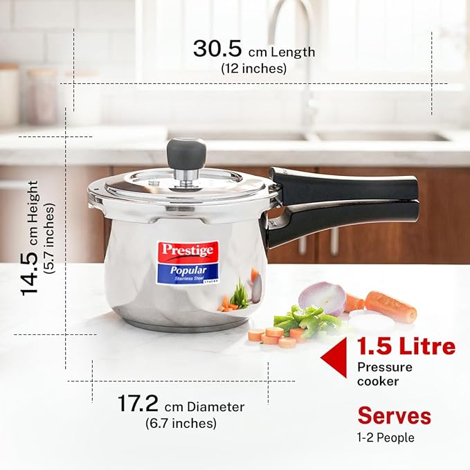 PRESTIGE | COOKER |SVACHH SS POPULAR 1.5L |PRESSURE COOKER