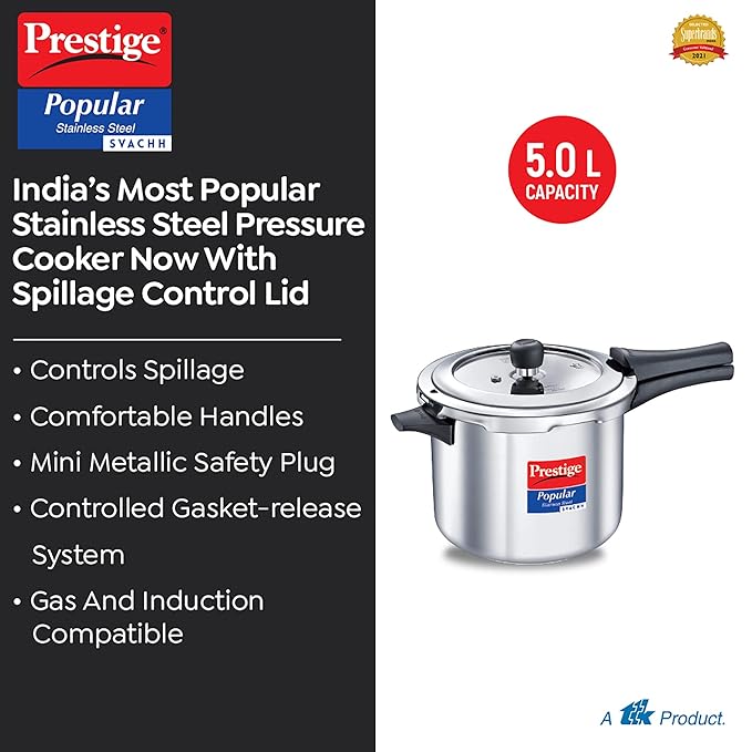 PRESTIGE | COOKER |SVACHH SS POPULAR 5L| PRESSURE COOKER