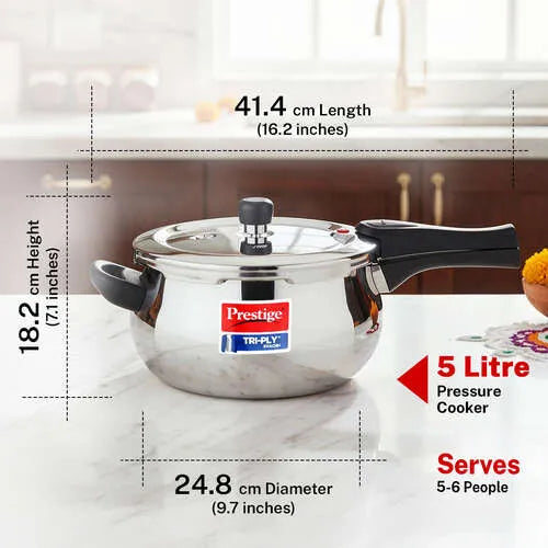 PRESTIGE | COOKER |TRIPLY |PRESSURE COOKER |5L HANDI 22cm
