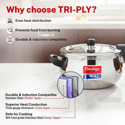 PRESTIGE | COOKER |TRIPLY |PRESSURE COOKER |5L HANDI 22cm
