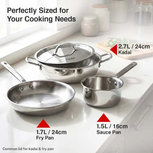 PRESTIGE | COOKWARE |TRIPLY SPLENDI |3PC SET BYK |K24 |FP24 |SP16