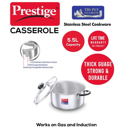 PRESTIGE | COOKWARE |TRIPLY SPLENDOR |COOKWARE CASSEROLE |240mm