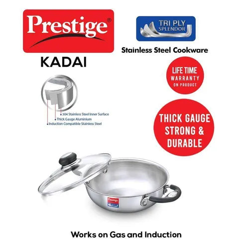 PRESTIGE | COOKWARE |TRIPLY SPLENDOR |COOKWARE |KADAI 260mm