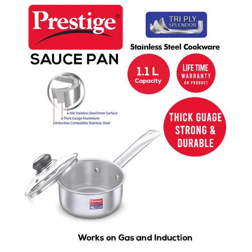 PRESTIGE | COOKWARE |TRIPLY SPLENDOR |COOKWARE SAUCE PAN 140mm