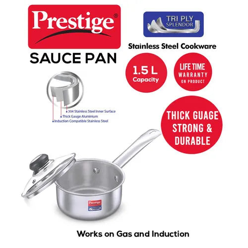 PRESTIGE | COOKWARE |TRIPLY SPLENDOR |COOKWARE SAUCE PAN 160mm