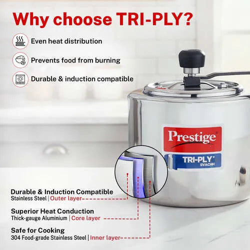 PRESTIGE | COOKER |TRIPLY SVACHH |3L INN LID |ST WALL PR CKR