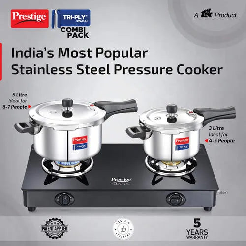 PRESTIGE | COOKER |TRIPLY SVACHH |OL 5L3L |COMBI |2BODY 2LIDS