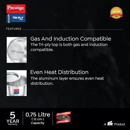 PRESTIGE | COOKWARE |TRIPLY TOPE |COOKWARE DIA |120MM