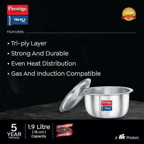 PRESTIGE | COOKWARE |TRIPLY TOPE |COOKWARE DIA |180MM