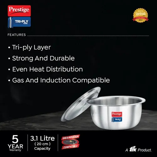 PRESTIGE | COOKWARE |TRIPLY TOPE |COOKWARE DIA |200MM