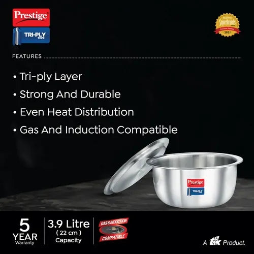 PRESTIGE | COOKWARE |TRIPLY TOPE |COOKWARE DIA |220MM