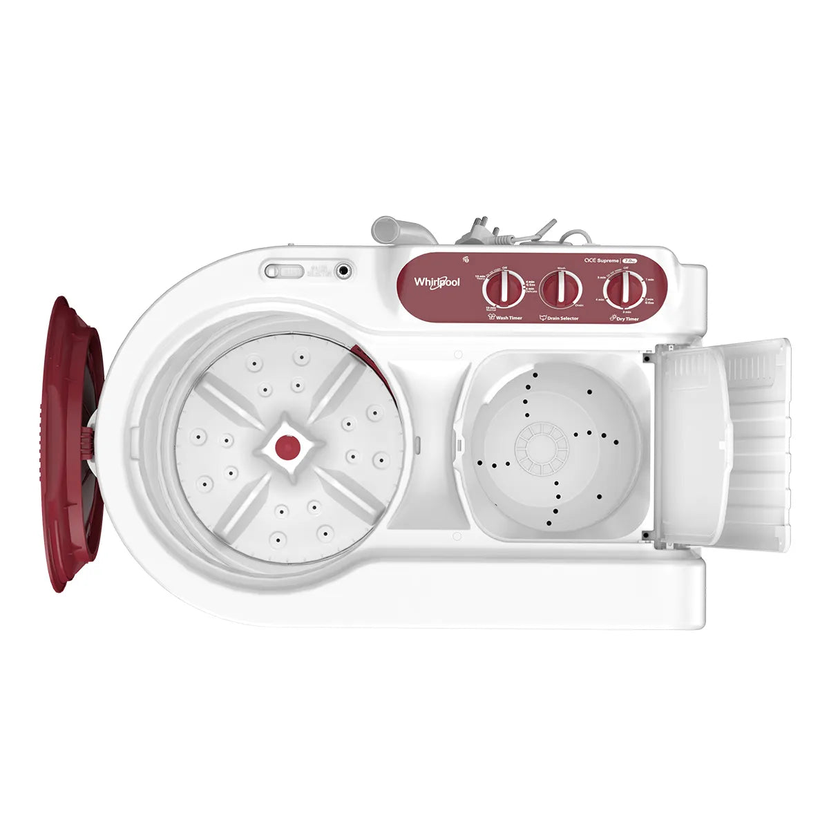 WHIRLPOOL | 5 STAR | 7 KG | SEMI AUTOMATIC | TOP LOAD | ACE 7 SUPREME CORAL RED