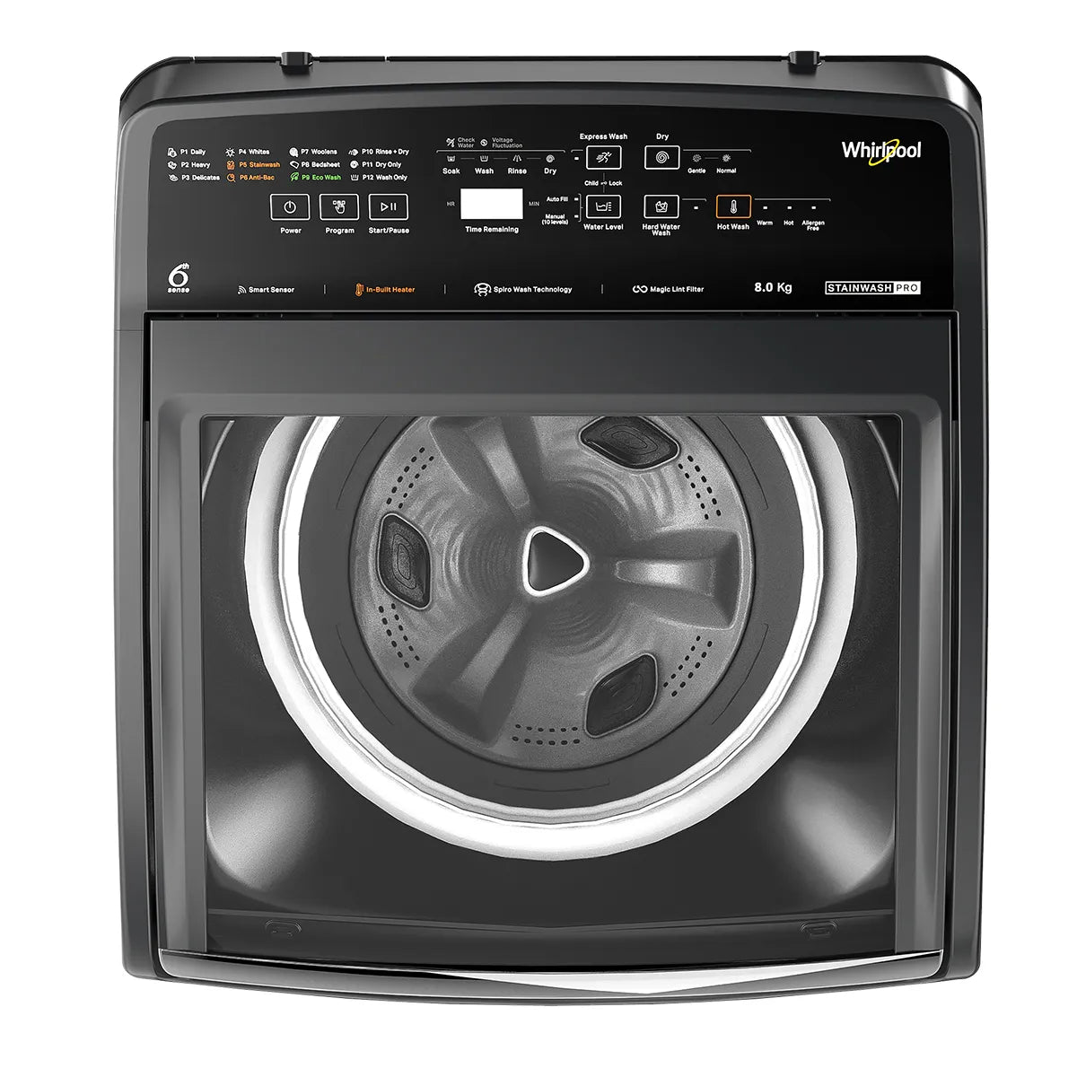 WHIRLPOOL | 5 STAR | 8 KG | FULLY AUTOMATIC | TOP LOAD | STAINWASH PRO 8.0 GREY 10 YMW