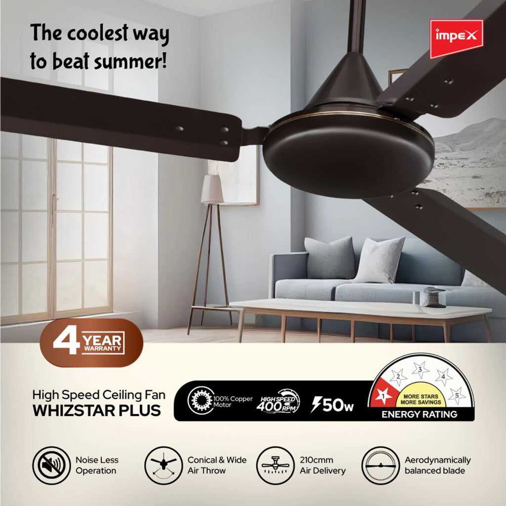 IMPEX | CELLING FAN | 1200MM | WHIZSTAR SMOKE| BROWN