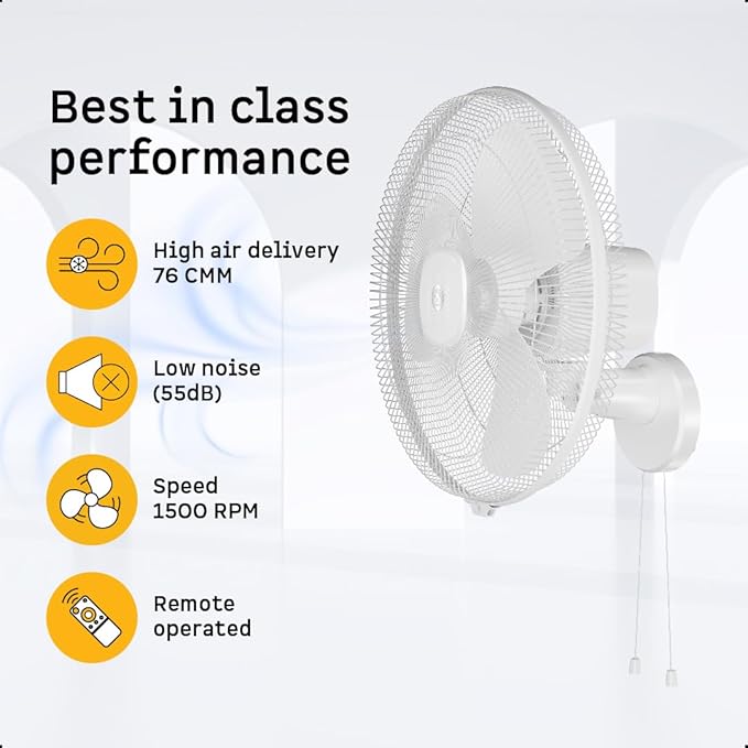 ATOMBERG | WALL FAN | 400 MM BLDC|  RENESA |SNOW WHITE