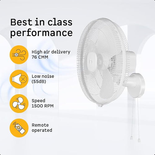 ATOMBERG | WALL FAN | 400 MM BLDC|  RENESA |SNOW WHITE