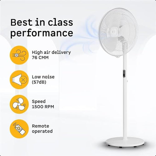 ATOMBERG | PEDESTAL FAN |  400 MM BLDC | RENESA SWING | SNOW WHITE